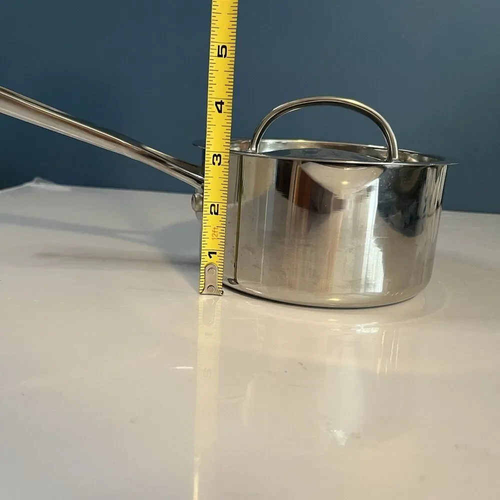 Technique Clad Tri-Ply Stainless Steel 1 qt Saucepan with Lid Induction Ready